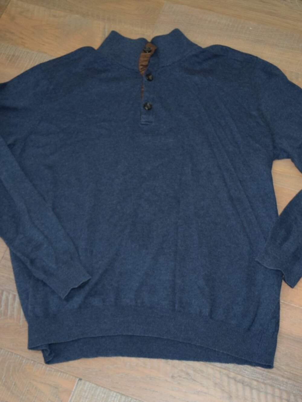 LINCS DC & CO Men's XL Navy Blue Sweater 1/4 Button Mock Neck Pullover Knit V10